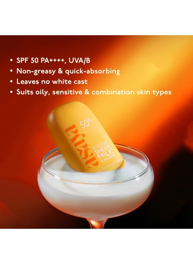 Asaya واقي الشمس أسيا شير ميلك بعامل حماية SPF 50 PA++++ (حماية من أشعة UVA و UVB) | تم اختباره مخبريًا | واقي شمس سائل خفيف الوزن مع النياسيناميد لتفتيح البشرة ودعم حاجزها الطبيعي | تركيبة مائية مناسبة للبشرة المعرضة لحب الشباب | لمسة نهائية غير لامعة وسريع الامتصاص | مناسب للبشرة المعرضة لحب الشباب أو الدهنية أو المختلطة | 50 مل - Image 2